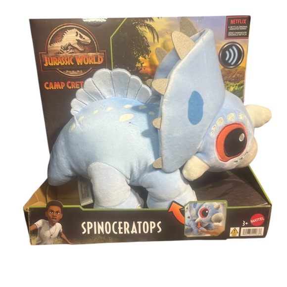 New in box Jurassic World Camp Cretaceous 13 inch Sound Plush Spinoceratops. - Picture 3 of 5